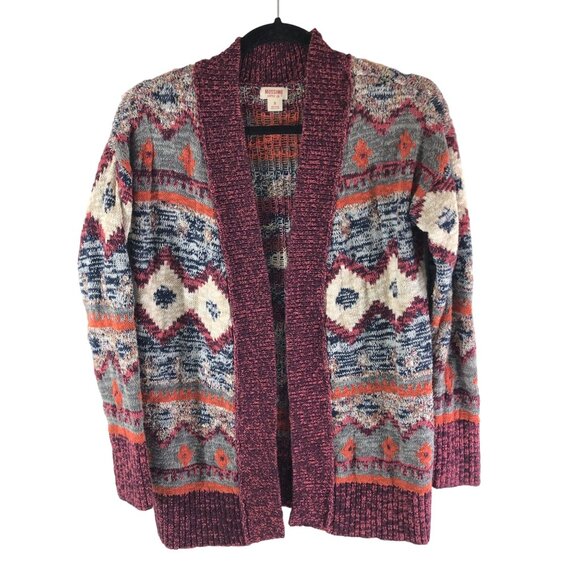 Mossimo Womens Aztec Pattern Open Front Cardigan Sweater S Cotton Blend - Picture 1 of 4